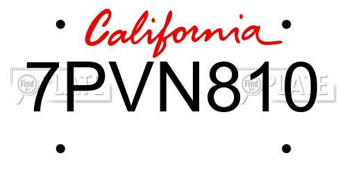 7PVN810 California License Plate