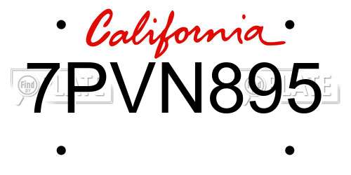 7PVN895 California License Plate