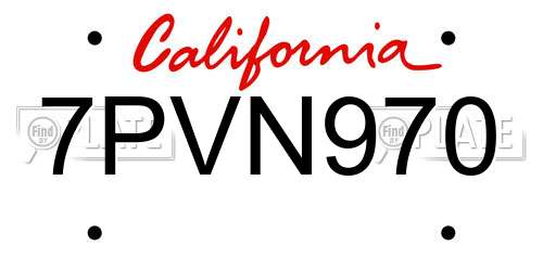 7PVN970 California License Plate
