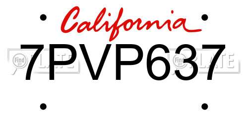 7PVP637 California License Plate