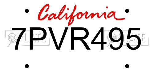 7PVR495 California License Plate