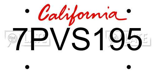 7PVS195 California License Plate