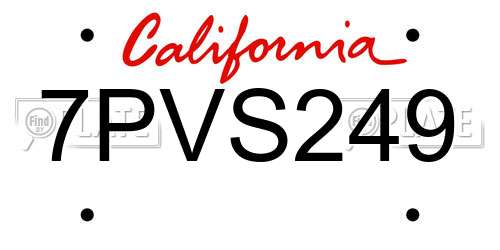 7PVS249 California License Plate