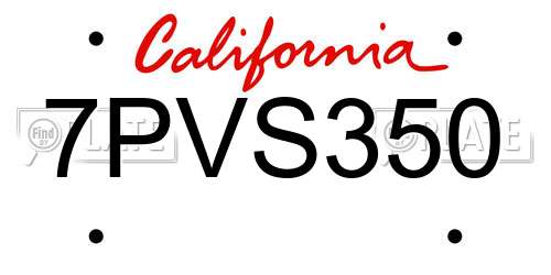7PVS350 California License Plate