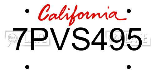 7PVS495 California License Plate