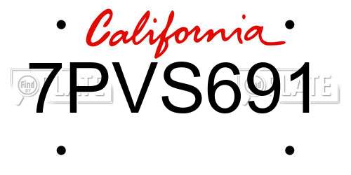 7PVS691 California License Plate