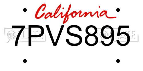 7PVS895 California License Plate