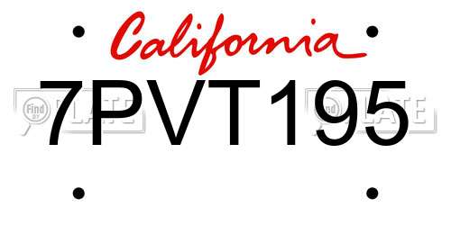 7PVT195 California License Plate