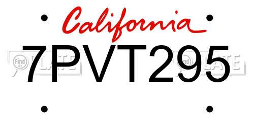 7PVT295 California License Plate