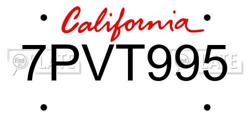 7PVT995 California License Plate