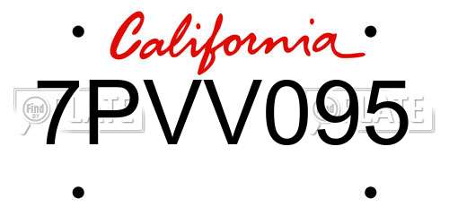 7PVV095 California License Plate