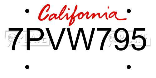 7PVW795 California License Plate