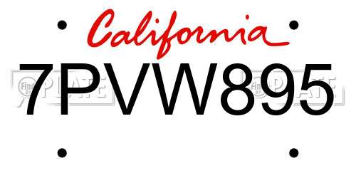 7PVW895 California License Plate