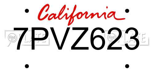 7PVZ623 California License Plate