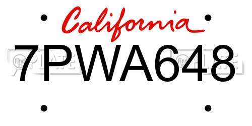 7PWA648 California License Plate