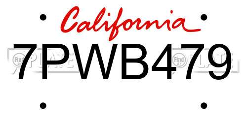7PWB479 California License Plate