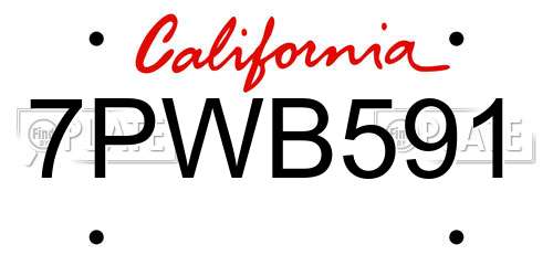 7PWB591 California License Plate