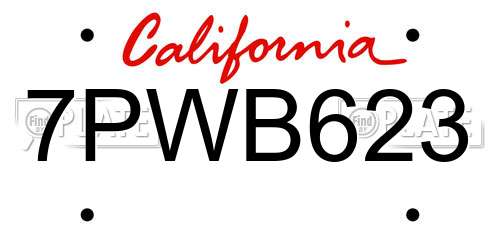 7PWB623 California License Plate