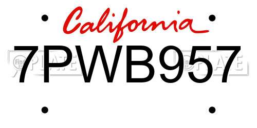7PWB957 California License Plate