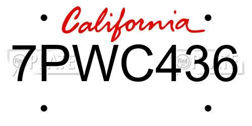 7PWC436 California License Plate