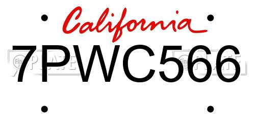7PWC566 California License Plate