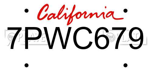 7PWC679 California License Plate
