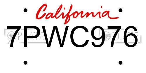 7PWC976 California License Plate