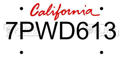 7PWD613 California License Plate