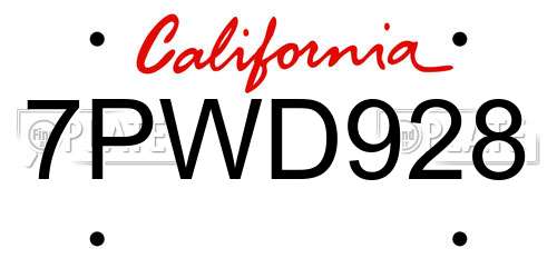 7PWD928 California License Plate