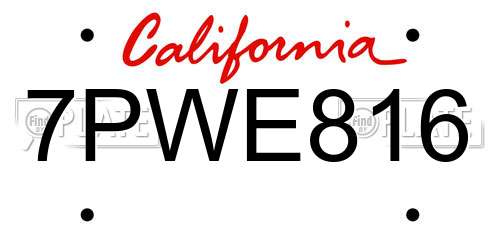 7PWE816 California License Plate