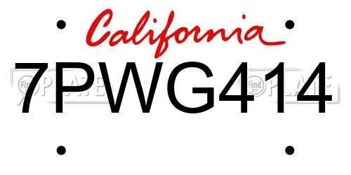 7PWG414 California License Plate