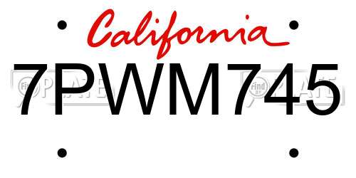 7PWM745 California License Plate