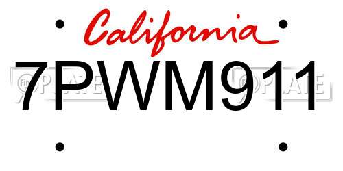 7PWM911 California License Plate