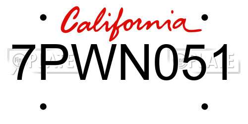 7PWN051 California License Plate
