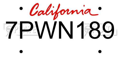 7PWN189 California License Plate