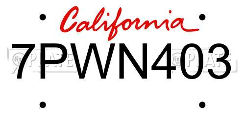 7PWN403 California License Plate