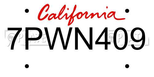 7PWN409 California License Plate