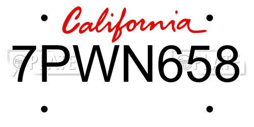 7PWN658 California License Plate
