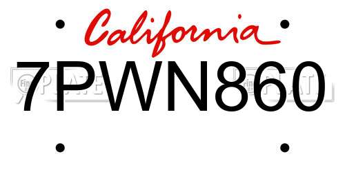 7PWN860 California License Plate