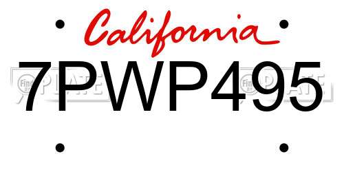 7PWP495 California License Plate