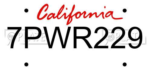 7PWR229 California License Plate