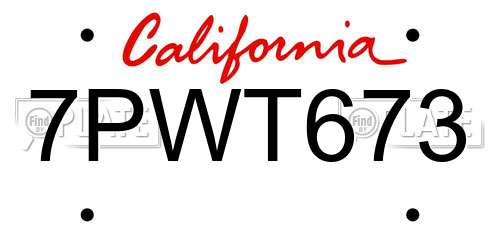 7PWT673 California License Plate