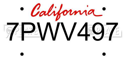 7PWV497 California License Plate
