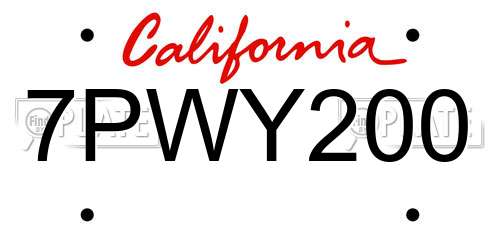 7PWY200 California License Plate
