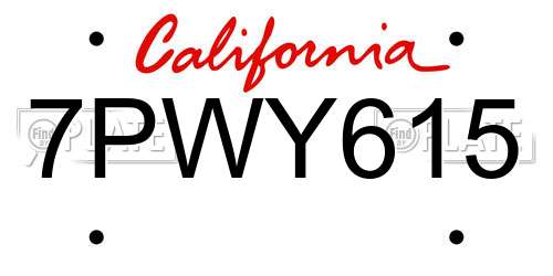 7PWY615 California License Plate