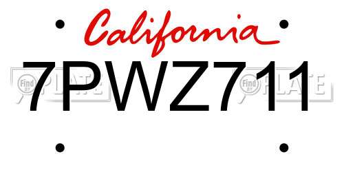 7PWZ711 California License Plate
