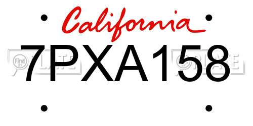 7PXA158 California License Plate