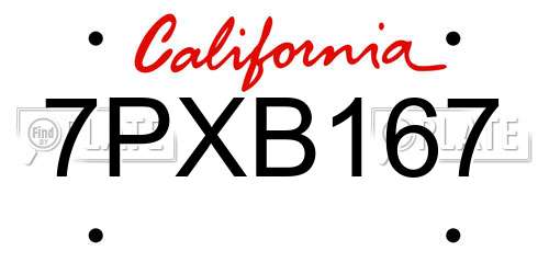7PXB167 California License Plate