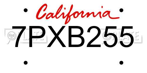 7PXB255 California License Plate