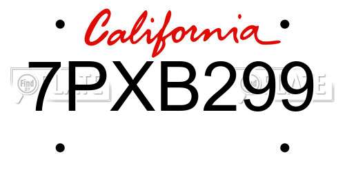 7PXB299 California License Plate